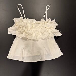 Women's Cute White Babydoll Ruffle Top~Sienna Sky~Small